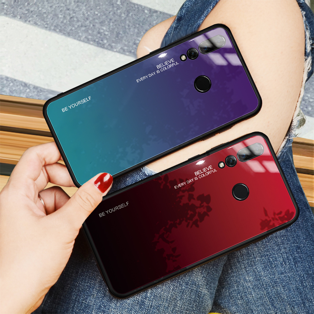 Case Huawei Nova 4 / Pre-Order * เคส + กระจกนิรภัยปกหลัง TPU + PC ไล่โทนสีไร้รอยขีดข่วน *