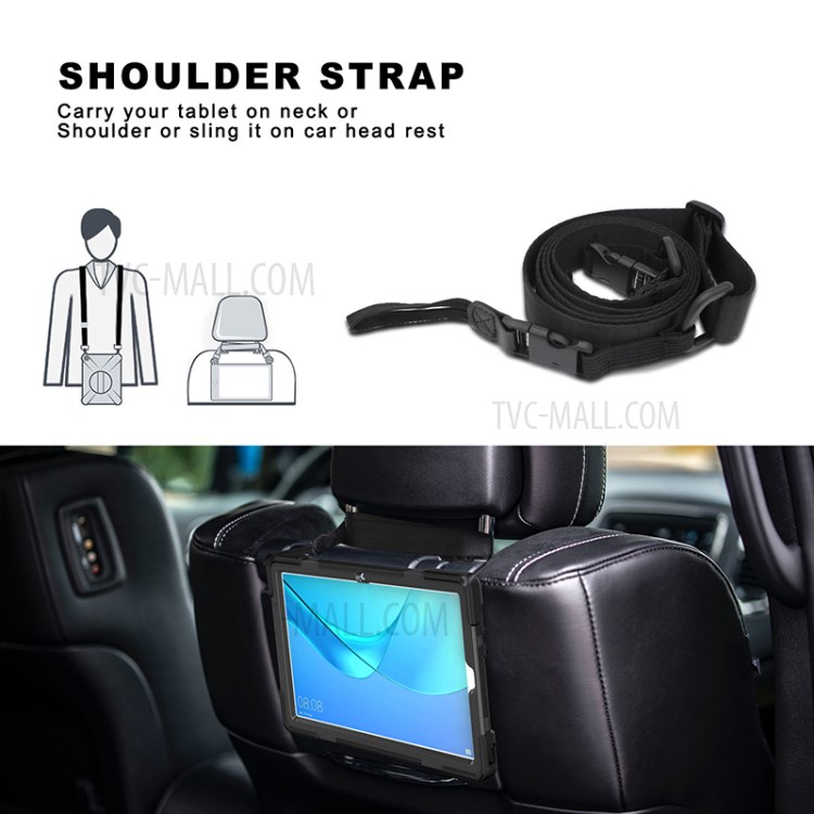 Case Huawei MediaPad M5 Pro / Pre-Order * เคสขาตั้งแบบหมุนได้ 360 องศา PC + เคสซิลิโคน Combo พร้อมสายคล้องมือและสายคล้องไหล่ *