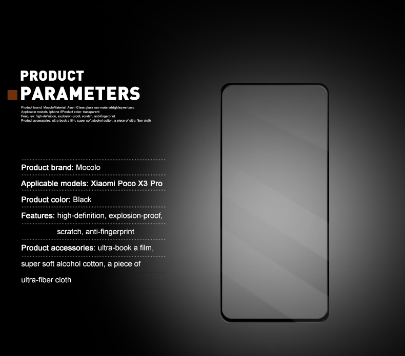 กระจกกันรอย Xiaomi Poco X3 Pro # Pre-Order * MOCOLO ผ้าไหมพิมพ์ HD กาวเต็มครอบคลุมเต็มกระจกกันรอยหน้าจอ *