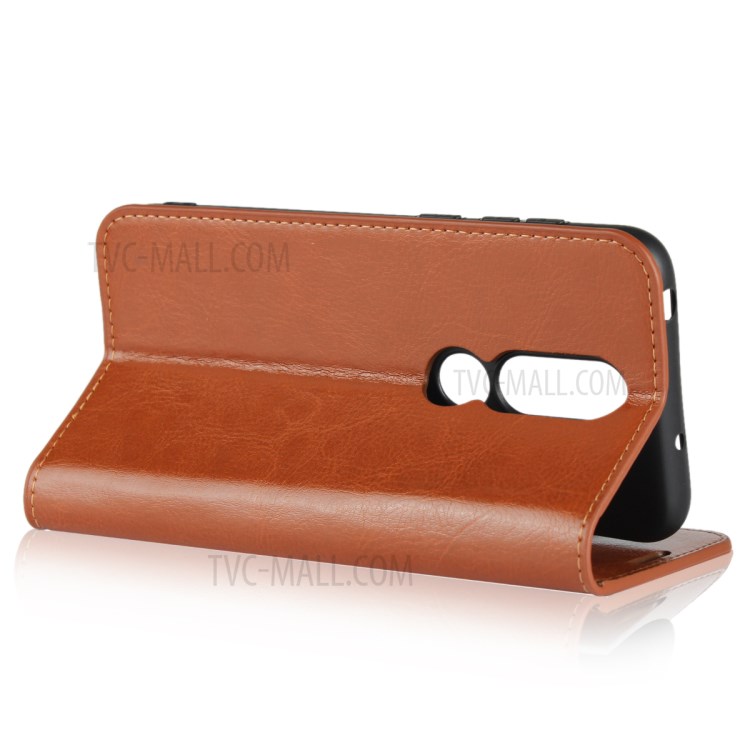 Case Nokia 6.1 Plus / Pre-order * เนื้อม้ากระเป๋าหนังแท้ 3 ช่องและ 1 ช่องด้านในสำหรับการ์ดและที่เก็บเงินสด *