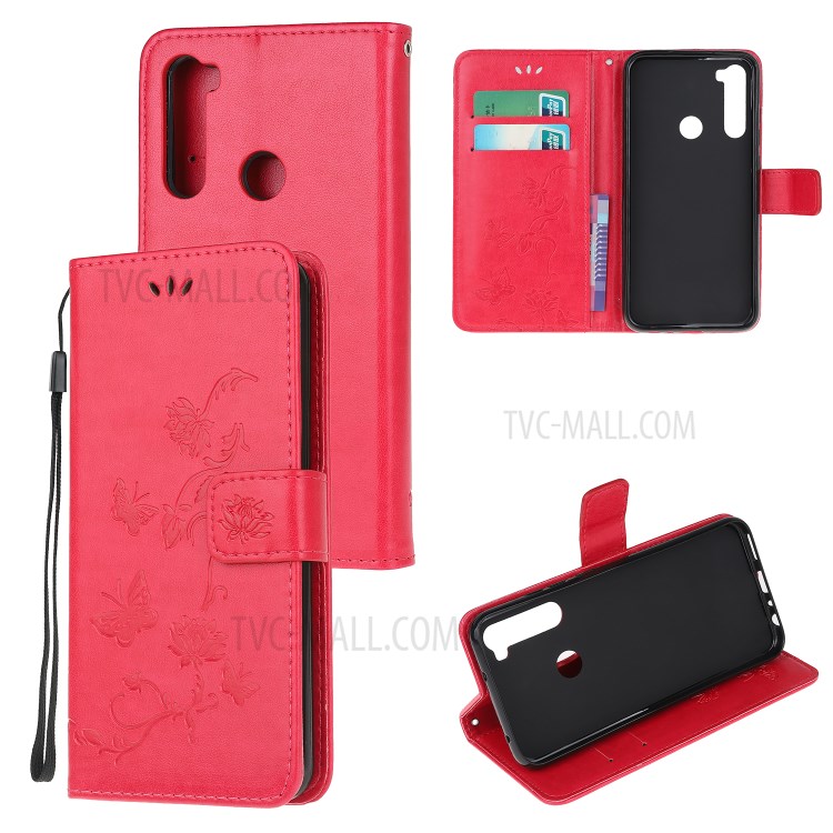 Case Xiaomi Redmi Note 8 / Pre-order * เคสกระเป๋าสตางค์หนังพิมพ์ลายดอกไม้ผีเสื้อ *
