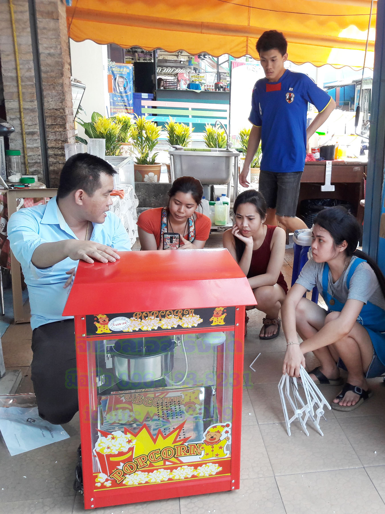 ตู้ป๊อบคอร์นไฟฟ้าสีแดงเกรดA