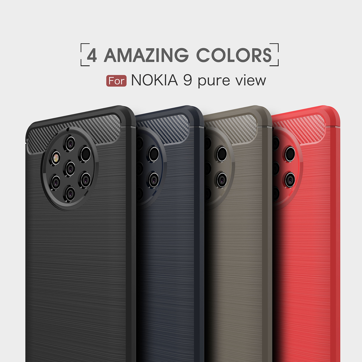 Case Nokia 9 PureView / Pre-order * เคสคาร์บอนไฟเบอร์พื้นผิวขัด TPU ทำจากวัสดุ TPU คุณภาพสูงปลอดสารพิษและทนทาน *