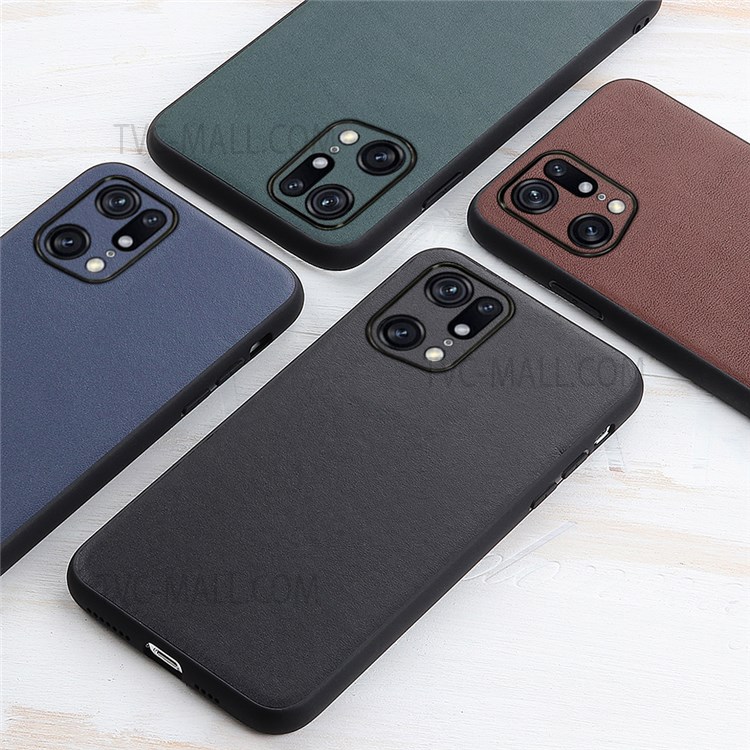 Case OPPO Find X5 Pro # Pre-Order * เคสเคลือบหนังแท้แบบมีพื้นผิว PC + TPU Hybrid Phone Cove *