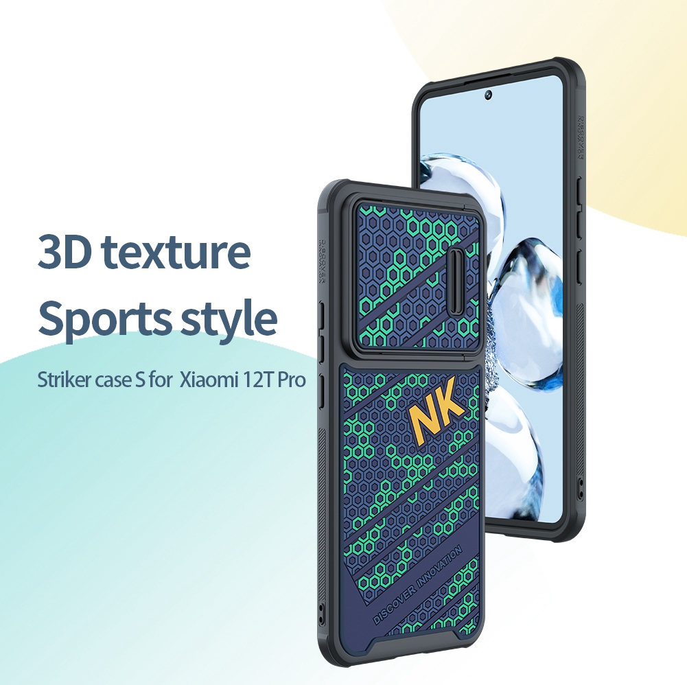 Case Xiaomi 12T Pro 5G # Pre-Order * NILLKIN เลื่อนกล้องป้องกันเคสโทรศัพท์พื้นผิวรังผึ้ง PC + TPU ฝาครอบไฮบริด *