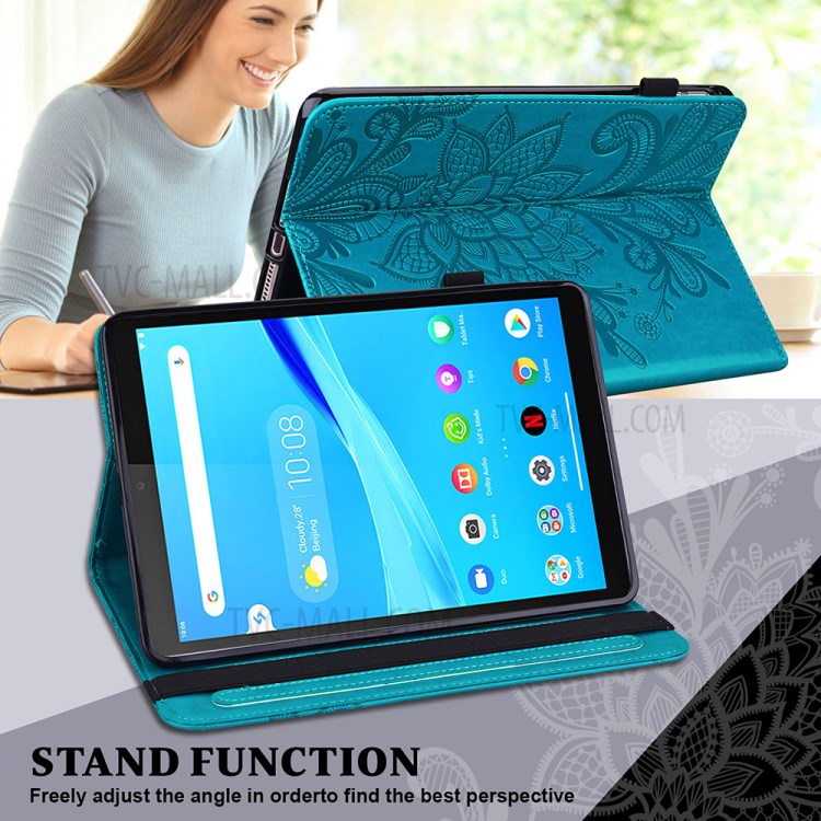 Case Lenovo Tab M10 FHD Plus # Pre-Order * เคสกระเป๋าสตางค์หนังขาตั้งแท็บเล็ตที่มีการพิมพ์ลายดอกไม้ *