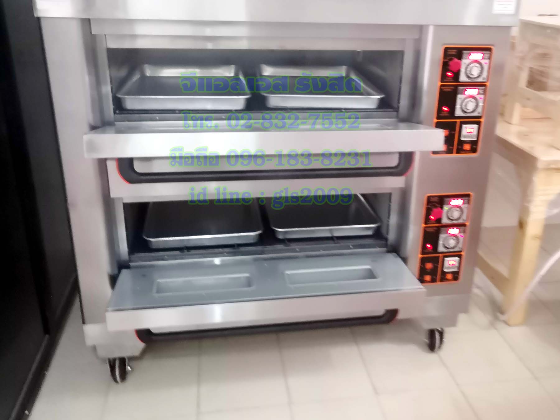 เตาอบขนมแก๊สควบคุมด้วยไฟฟ้า4ถาดใหญ่