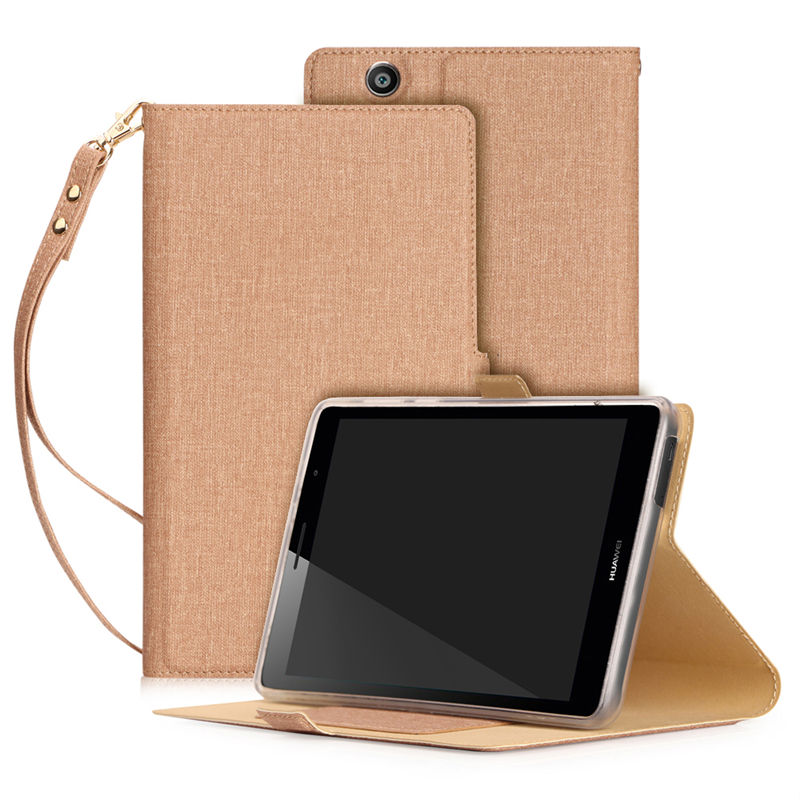 Case Huawei MediaPad T3 7' 3G / Pre-order * เคสหนัง PU ช่องเสียบการ์ดปลอกแม่เหล็กยืนอยู่กับสายคล้องมือ *