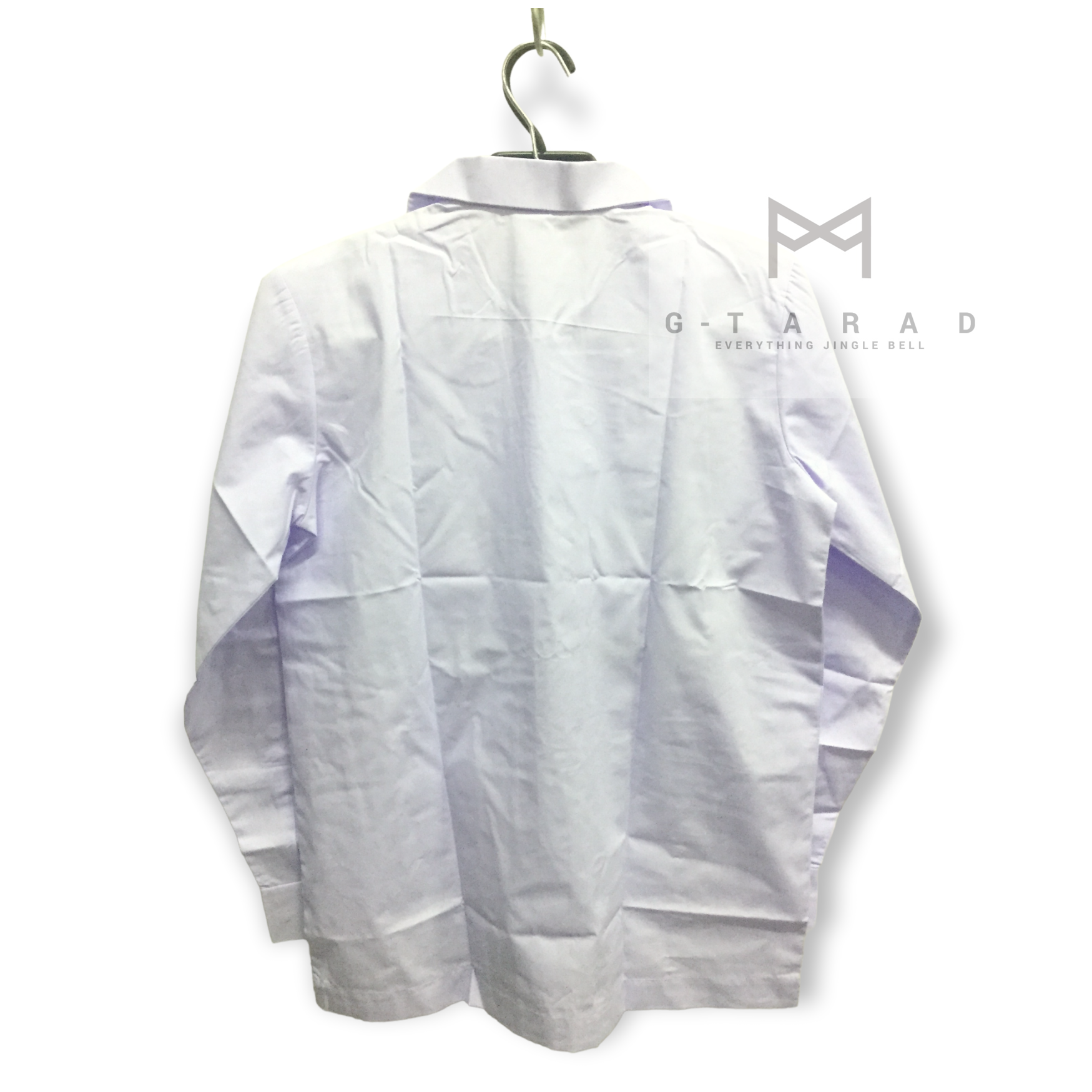 เสื้อนักเรียนตราสมอ คอบัว แขนยาว ผ่าตลอด มีกระเป๋าบน