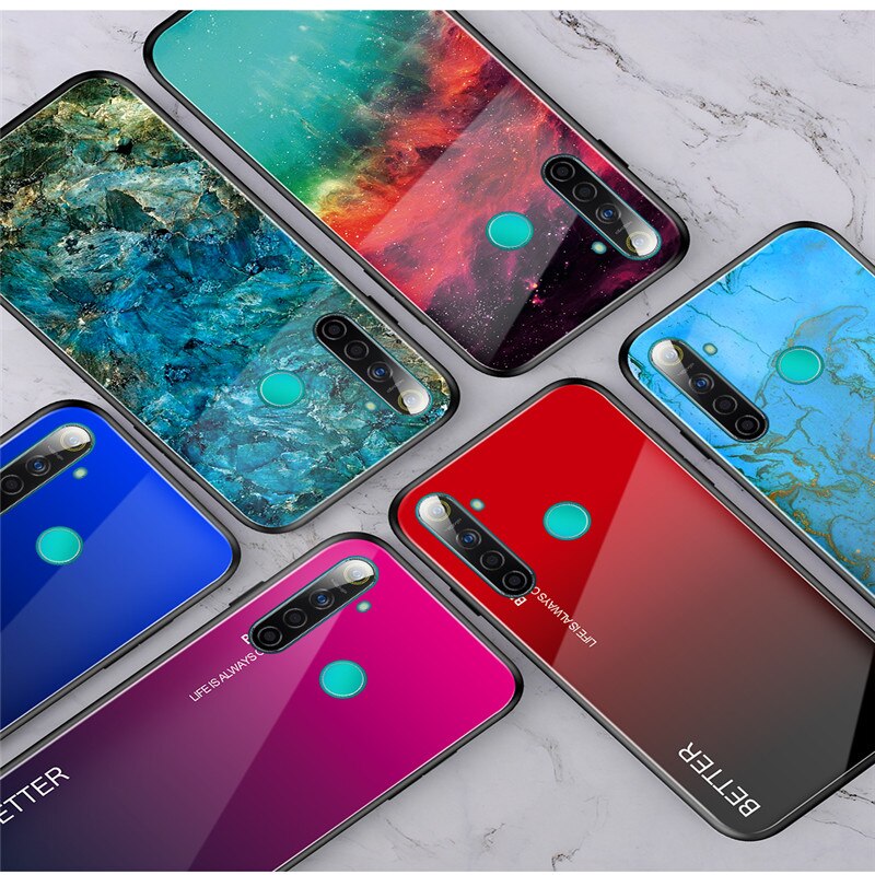 Case Realme 5i / Pre-Order * เคส + กระจกนิรภัยปกหลัง TPU + PC ไล่โทนสีไร้รอยขีดข่วน *
