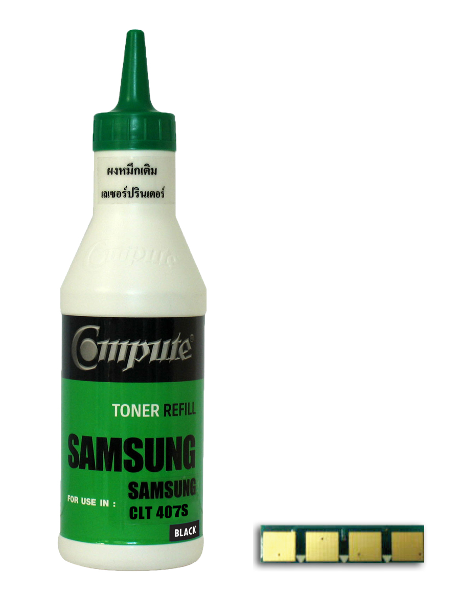 ผงหมึกเติม Samsung CLT-C407S คอมพิวท์ Refill Toner (Black) ไม่รวมชิป