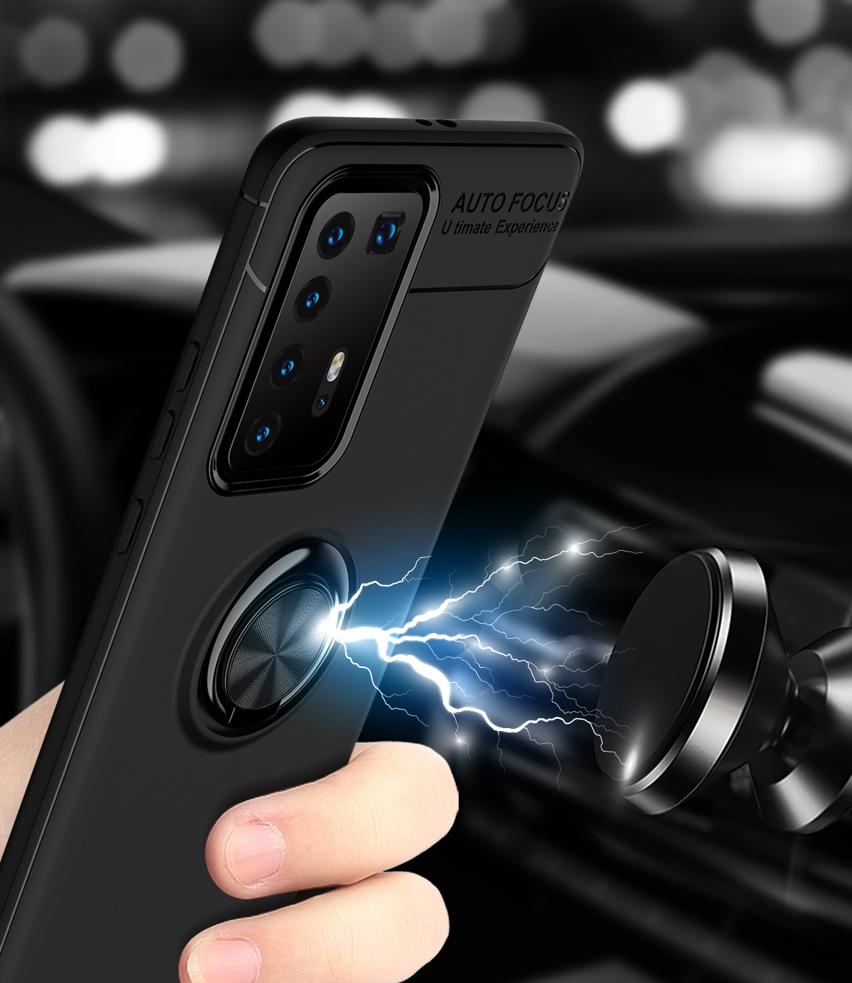 Case Huawei P40 Pro / Pre-order * LENUO เคสโลหะโทรศัพท์ TPU พร้อมฝาครอบแผ่นแม่เหล็ก + แหวน *