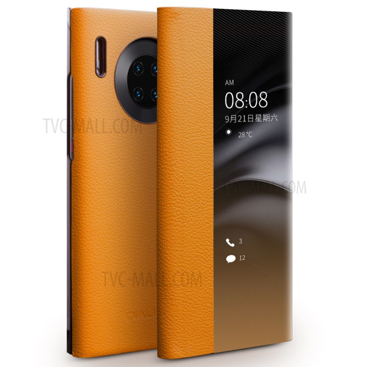 Case Huawei Mate 30 Pro # Pre-order * QIALINO ฝาครอบหนังแท้แบบบางเฉียบพร้อม Smart View Touch Window *