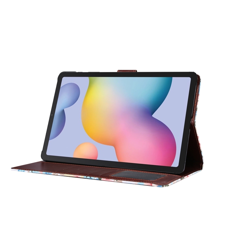 Case Samsung Galaxy Tab S6 Lite / Pre-Order * เคสดอกไม้แบบผ้า & Sleep / Wake-up ฟังก์ชั่น และช่องเสียบการ์ดและกระเป๋าสตางค์ *