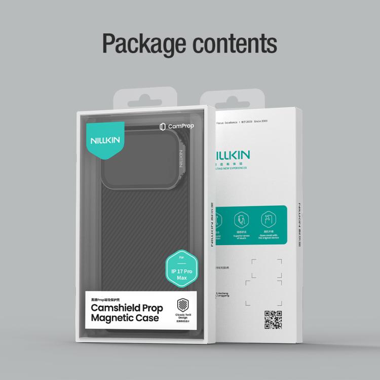 Case iPhone 17 Pro Max # Pre-order * NILLKIN CamShield Prop Texture ฝาครอบกระจกใส MagSafe เคสโทรศัพท์พีซีแบบแม่เหล็ก (สีดำ)*