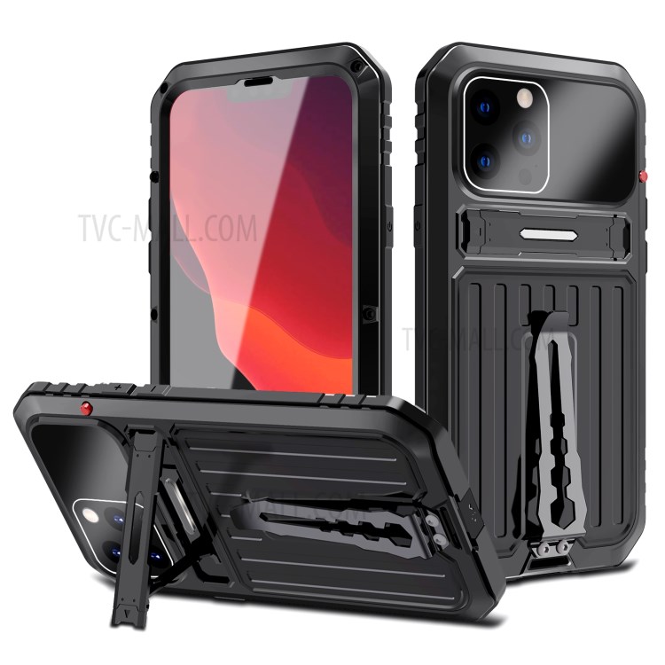 Case iPhone 13 Pro # Pre-Order * การออกแบบกันน้ำ IP54 ขาตั้งแบบพับได้ TPU + ปกเคสไฮบริดโลหะพร้อมฟิล์มกระจกนิรภัย *