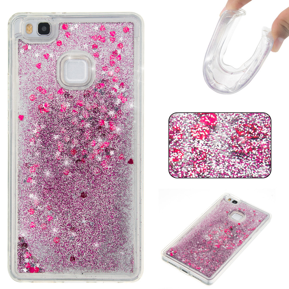 Case Huawei P9 Lite / Pre-order * เคส ซอฟท์Silicon อัลตร้าบาง+ G Litterเหลวหัวใจตกทรายเลื่อมใส *