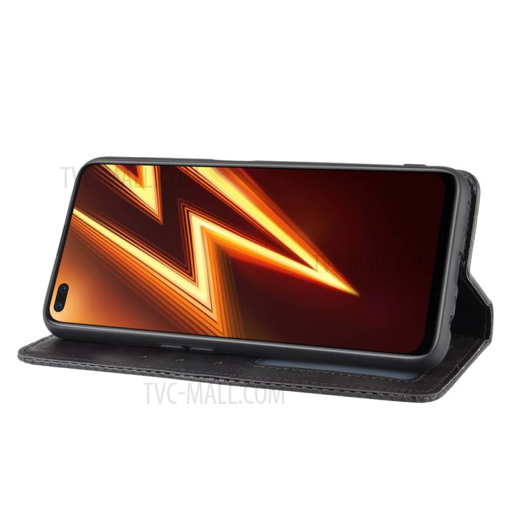 Case Realme X50 Pro 5G / Pre-Order * เคสวินเทจหนังดูดซับอัตโนมัติป้องกันพร้อมขาตั้งกระเป๋าสตางค์ *