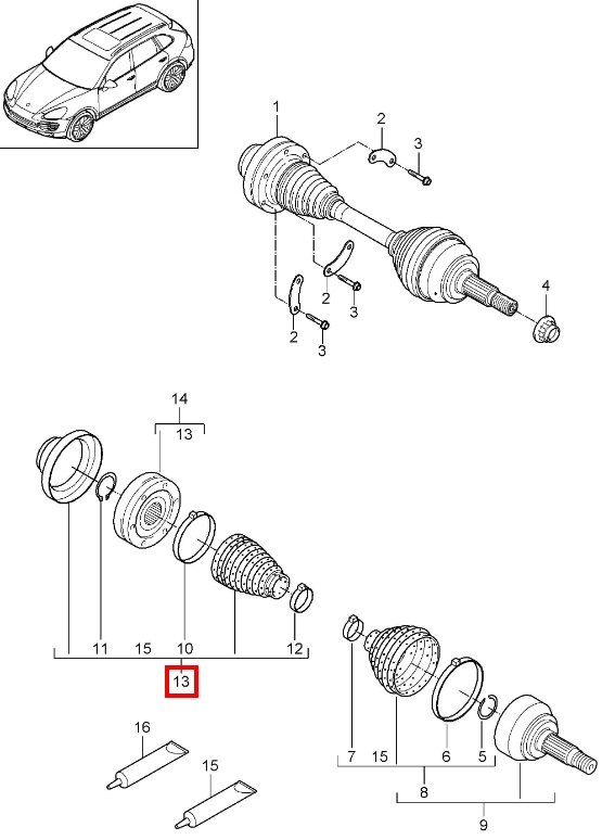 ยางหุ้มเพลาขับ (ตัวใน) CAYENNE (92A) ยางกันฝุ่นเพลาขับ / LÖBRO 95834990300