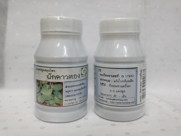 ยาแคปซูลสมุนไพร ผักคาวตอง (พลูคาว) บรรจุขวด 100 แคปซูล