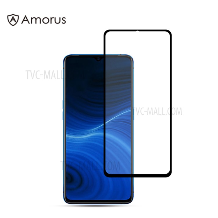 กระจกกันรอย Realme 6i # Pre-Order * AMORUS Silk Printing ฟิล์มกระจกนิรภัยป้องกันการระเบิดแบบเต็มหน้าจอ [กาวเต็ม] *