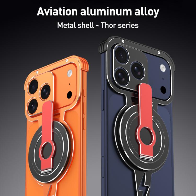 Case iPhone 17 Pro Max # Pre-order * เคสโทรศัพท์อะลูมิเนียมอัลลอยด์ MagSafe ไร้ขอบแบบกลวง พร้อมตัวจับแบบหมุนที่ถอดออกได้ *