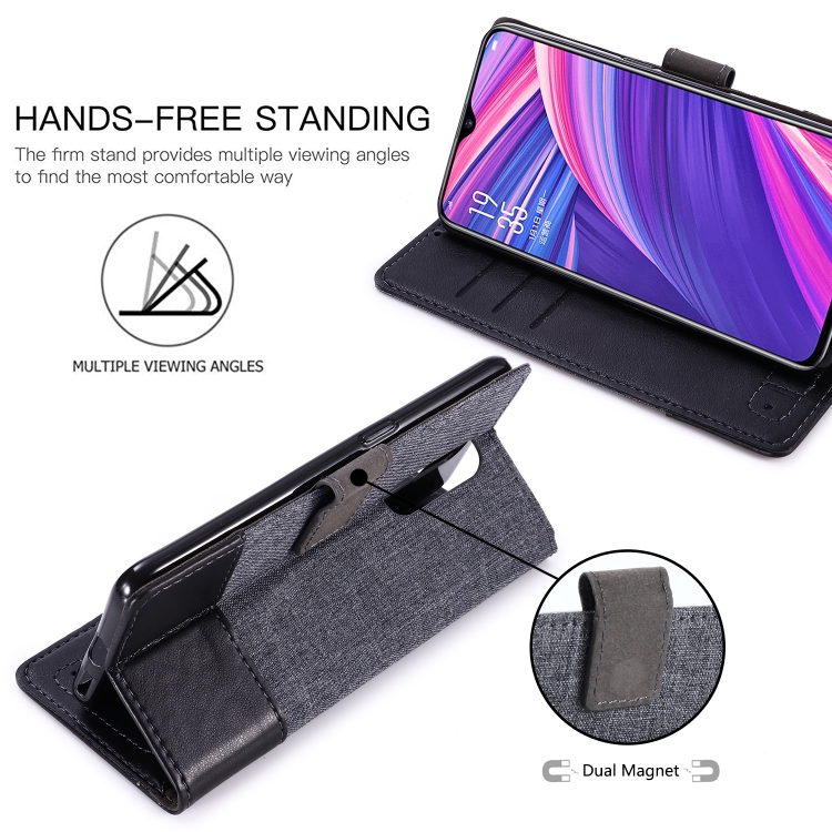 Case OPPO R17 Pro / Pre-Order * MUXMA MX102 เคสผ้าใบหนังพร้อมขาตั้งและช่องเสียบการ์ดและฟังก์ชั่นกระเป๋าสตางค์ *