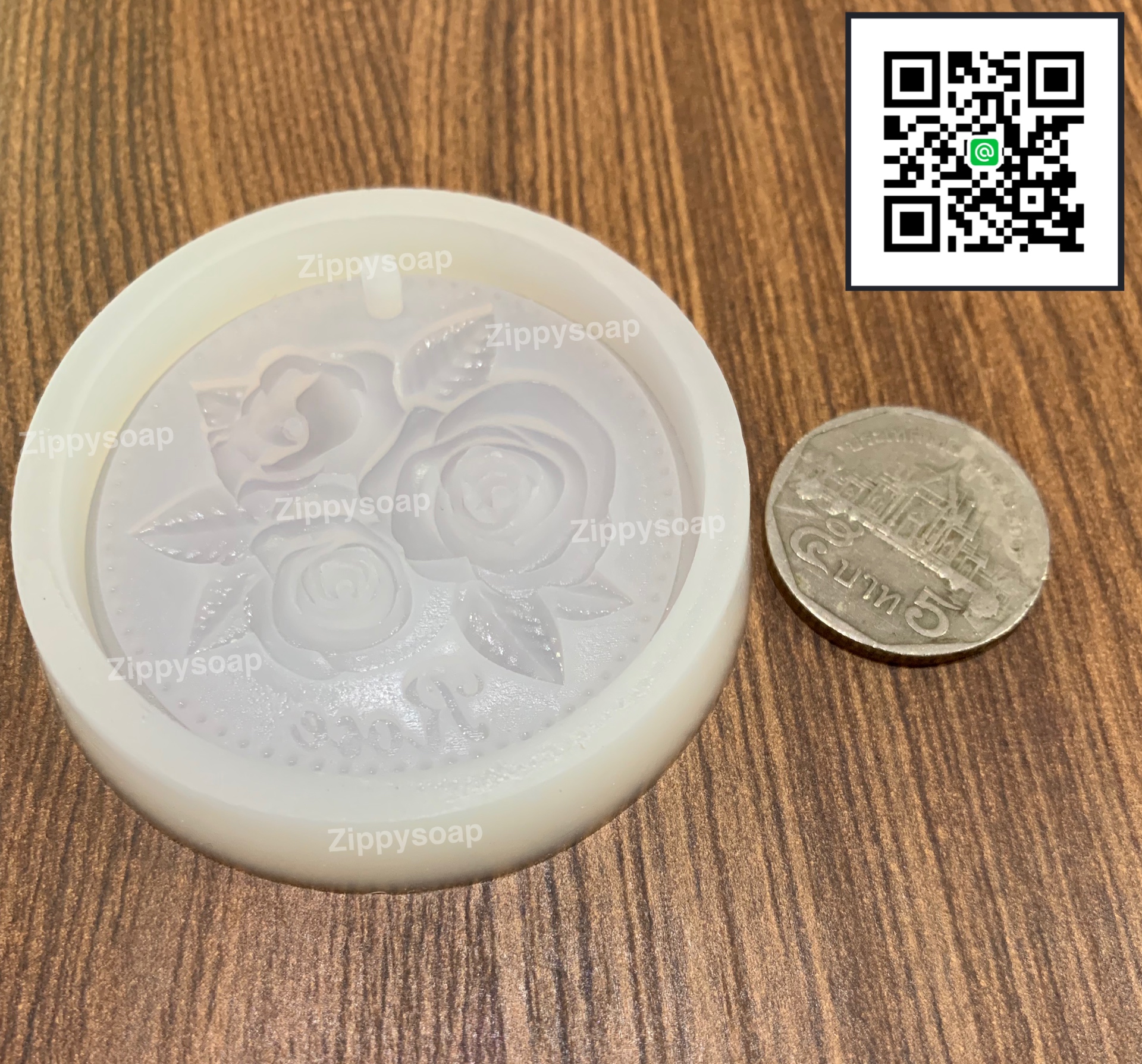 แม่พิมพ์ซิลิโคนวงกลม ดอกกุหลาบ 4.2*1 cm 1 ช่อง 001448