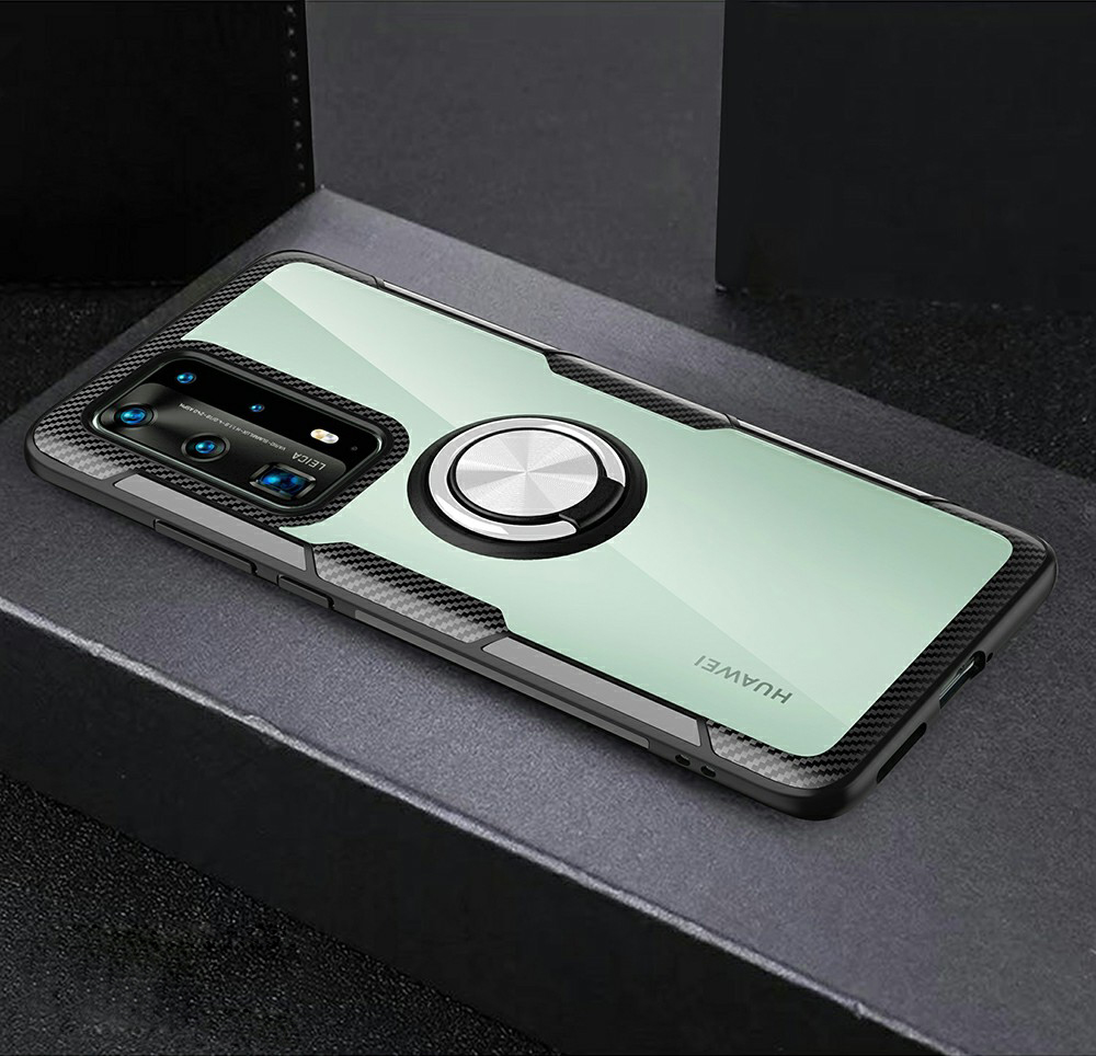 Case Huawei P40 Pro / Pre-order * เคสแหวนนิ้วขาเคส TPU + PC + เคสไฮบริดโลหะ [แผ่นโลหะแม่เหล็กในตัว] *