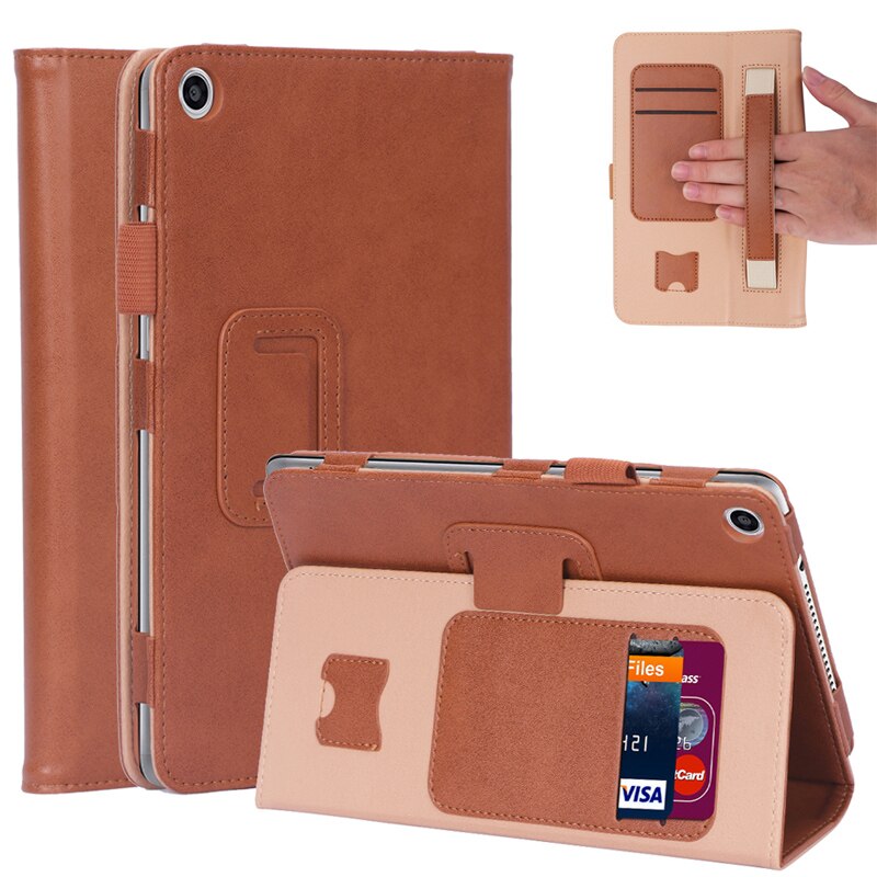 Case Huawei MediaPad M5 lite / Pre-Order * เคสหนัง PU Built-in สายคล้องมือยืดหยุ่นเพื่อให้ง่ายต่อการอ่านด้วยมือเดียว *