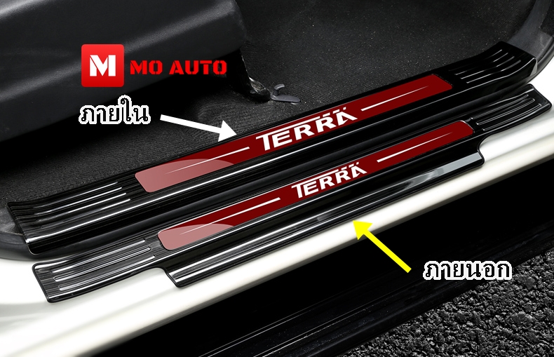 สคับเพลทกันรอยเท้าสแตนเลทภายใน ภายนอก ดำเงา TERRA