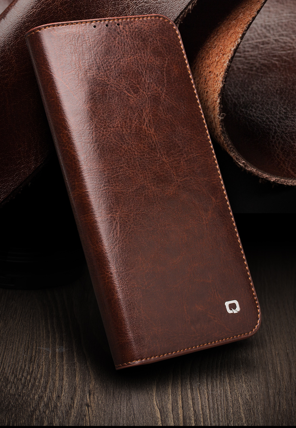 Case Huawei Nova 7 SE / Pre-order * QIALINO คลาสสิก Cowhide ซองหนังกระเป๋าสตางค์ *