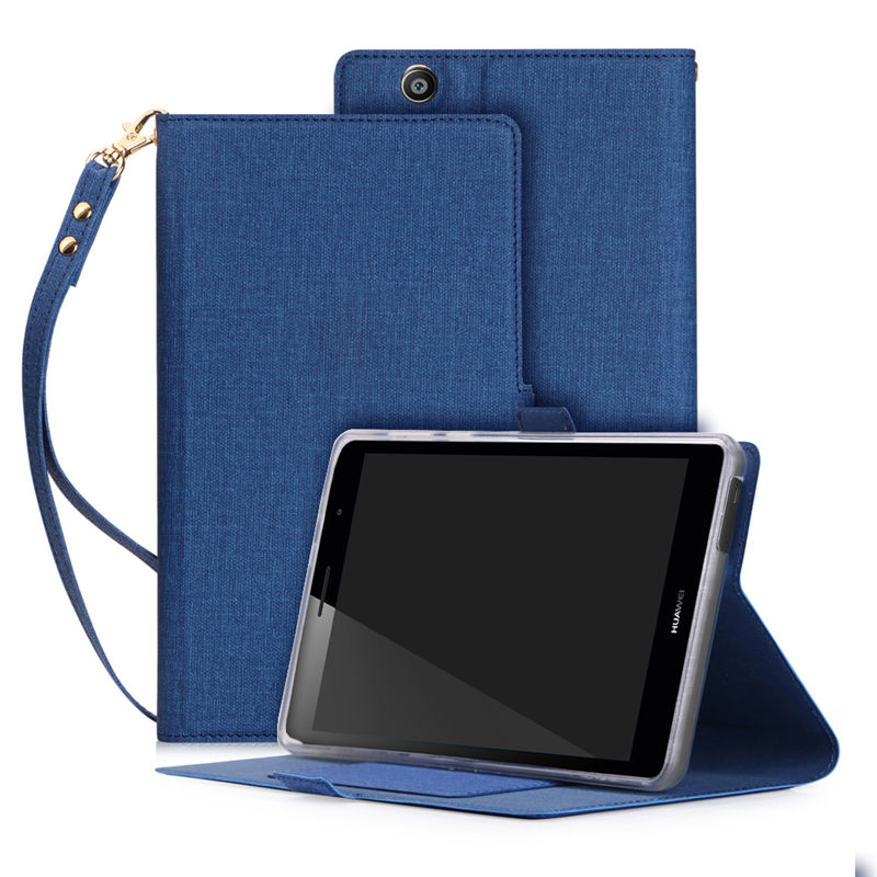 Case Huawei MediaPad T3 7' 3G / Pre-order * เคสหนัง PU ช่องเสียบการ์ดปลอกแม่เหล็กยืนอยู่กับสายคล้องมือ *