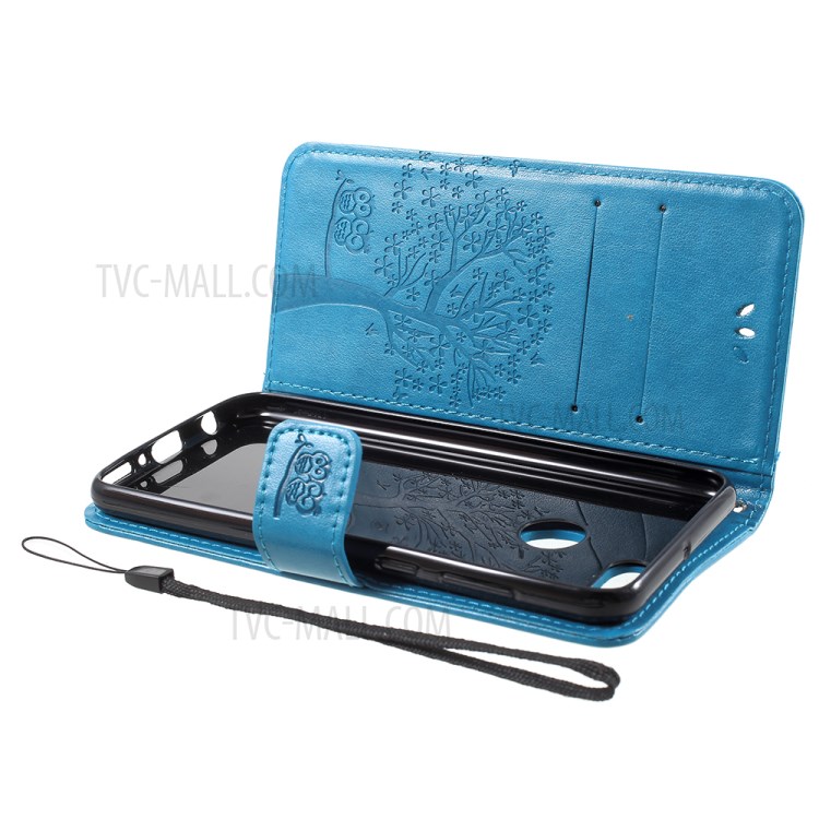 Case Huawei Y9 / Pre-order * ปั็มลายนกฮูกต้นไม้แบบหนังกระเป๋าสตาง + สายรัดข้อมือที่ง่ายต่อการพกพา *