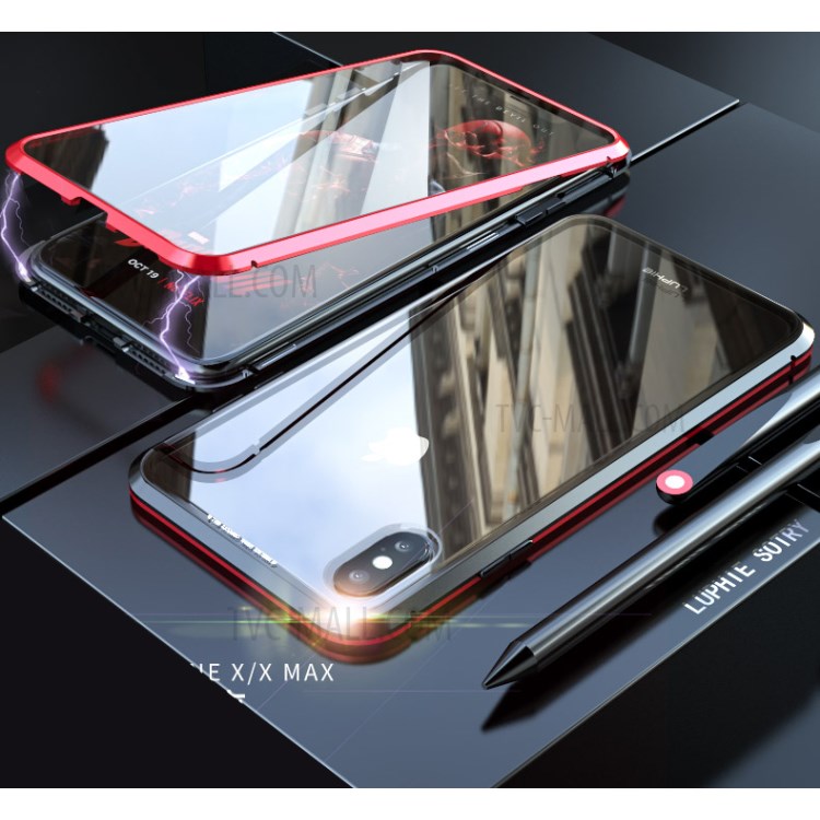 Case iPhone X, iPhone XS / Pre-Order * ความแข็งที่แข็งแกร่งกระจก + กรอบโลหะแม่เหล็กที่ถอดออกได้ *