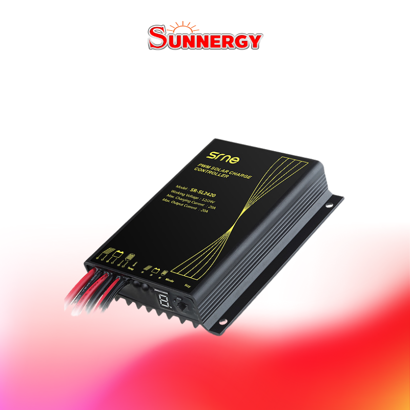 ตัวควบคุมการชาร์จแบตเตอรี่ แบบ PWM ขนาด 20A 12/24V IP68 SR-SL2420
