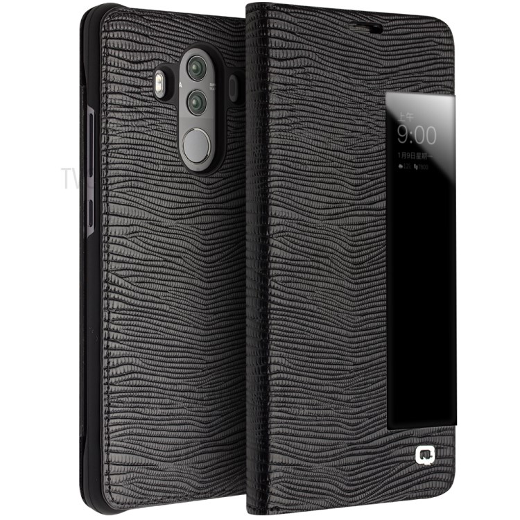 Case Huawei Mate 10 Pro / Pre-order * QIALINO ลายตารางเนื้อหนังวัวแท้ ดูหน้าต่างสมาร์ทเคส *