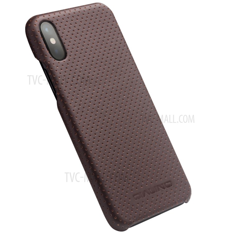 Case iPhone X, iPhone XS / Pre-Order * QIALINO พรีเมี่ยมพีซีเคลือบด้วยหนัง cowhide ชั้นแรก กระจายความร้อนด้วยรูตาข่าย *