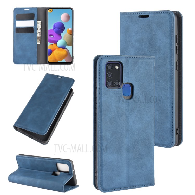 Case Samsung Galaxy A21s / Pre-order * เคสใส่กระเป๋าสตางค์หนังแบบพลิกดูดซับอัตโนมัติ Silky Touch *