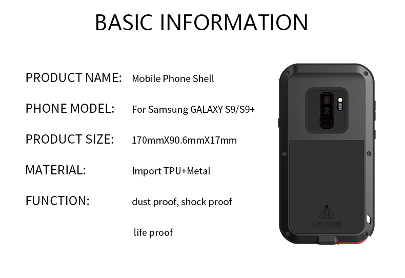 Case Samsung Galaxy S9 Plus / Pre-Order * LOVE MEI metal + TPU คุณภาพสูงนี้มีฟังก์ชั่นกันน้ำกันกระแทกและกันฝุ่น *