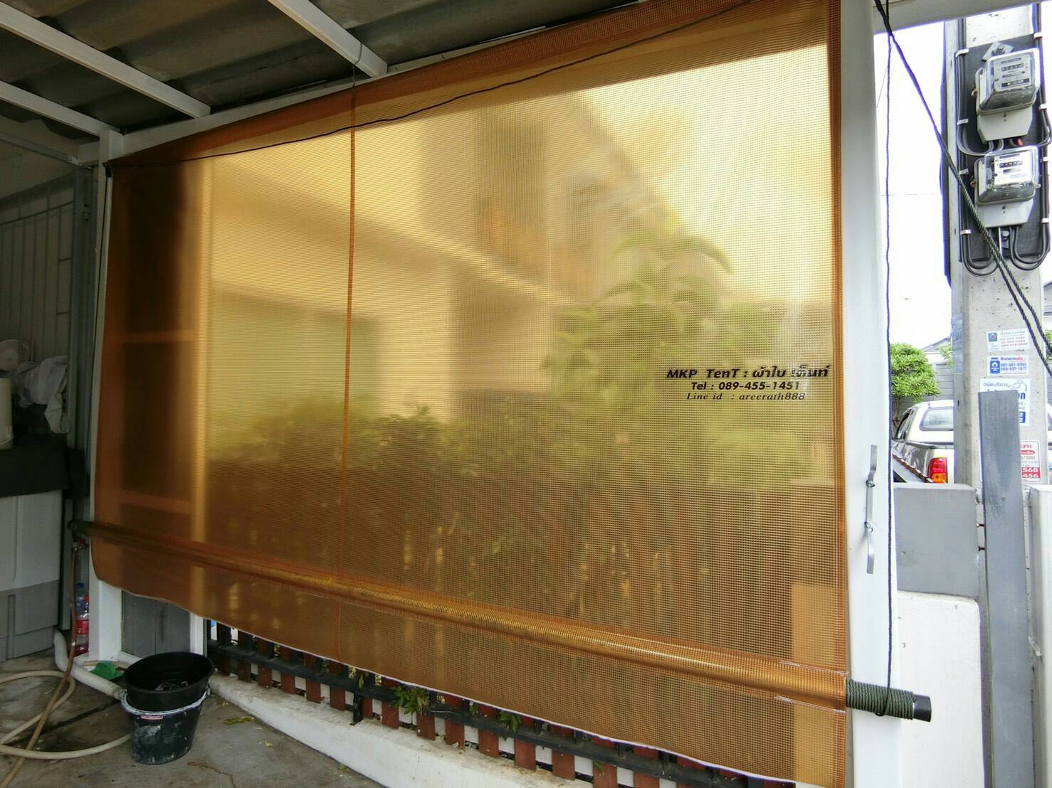 ผ้าใบชักรอกสีขุุ่น skylight solarview 6 M X 4 M ผ้าใบสีขุ่น โปร่งแสง (ไม่รวมเสาเหล็กค้ำยัน) ผ้าใบกันสาดแบบขุ่นมัว ผ้าใบกันฝนโปร่งแสง ผ้าใบม้วนกันฝนแบบขุ่น ผ้าใบม้วนกันแดดสีขุ่น สีขุ่น Sky Light Solar View