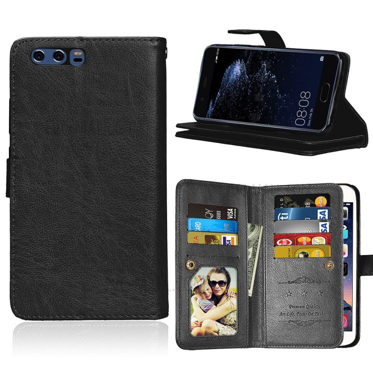 Case Huawei P10 Plus / Pre-order * เคสกระเป๋าสตางค์ผิวหนังม้า พร้อมช่องเสียบการ์ด 9 ใบ *