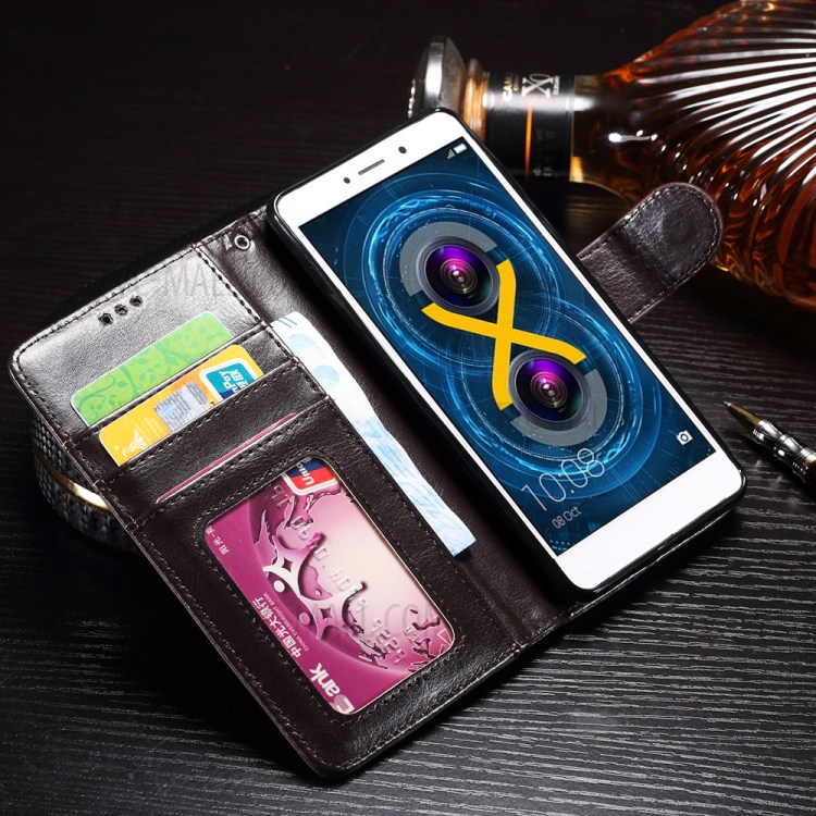 Case Huawei GR5 2017/ Pre-orde * เคสผิวลิ้นจี่ สไตล์พลิก Folio กับเข็มกลัดแม่เหล็ก *