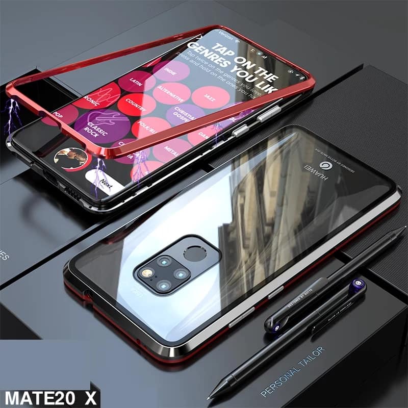 Case Huawei Mate 20 X / Pre-order * เคสกรอบโลหะแม่เหล็ก + ปกหลังกระจกนิรภัย ถอดออกได้ *