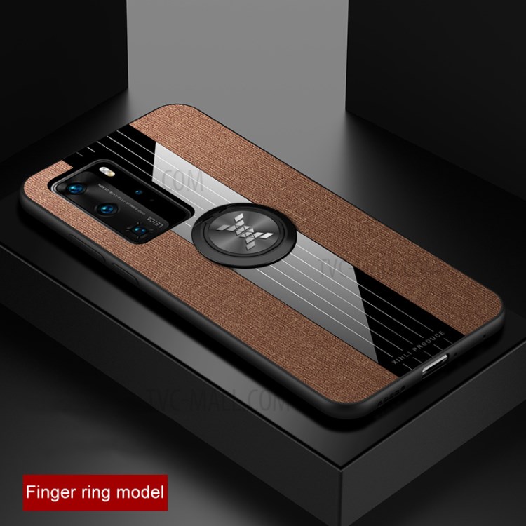Case Huawei P40 Pro / Pre-order * เคสผ้าเนื้อแหวนนิ้วขา TPU + อะคริลิค + แหวนโลหะไฮบริดเเข็ง *