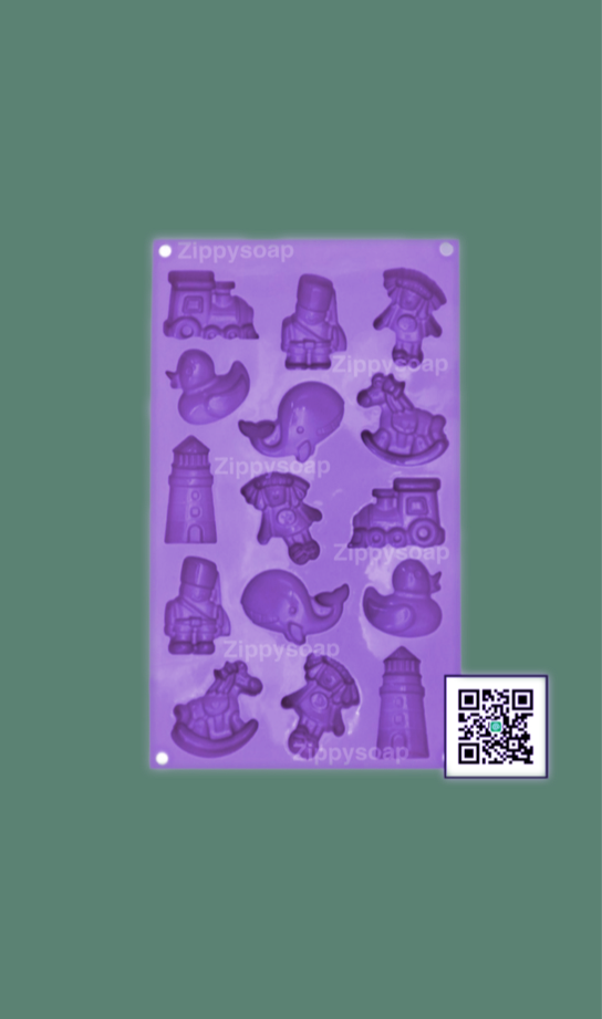 แม่พิมพ์ซิลิโคน รถ คน สัตว์15ช่อง 40-45g 006563