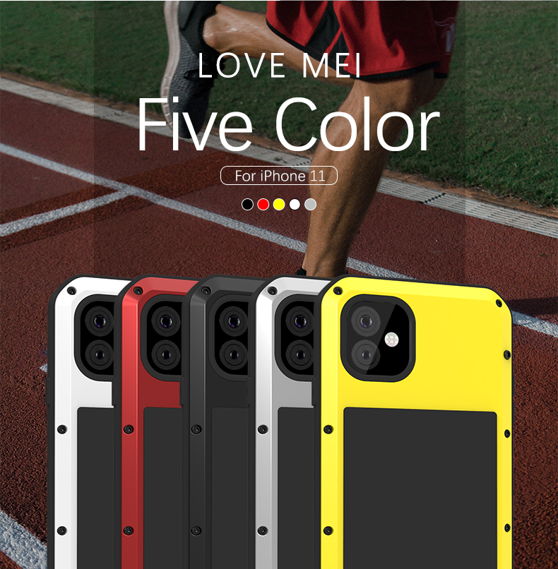 Case iPhone 11 # Pre-order * LOVE MEI วัสดุ: โลหะ + ซิลิโคน + กระจกนิรภัย ฟังก์ชั่นกันกระแทกและกันฝุ่น *