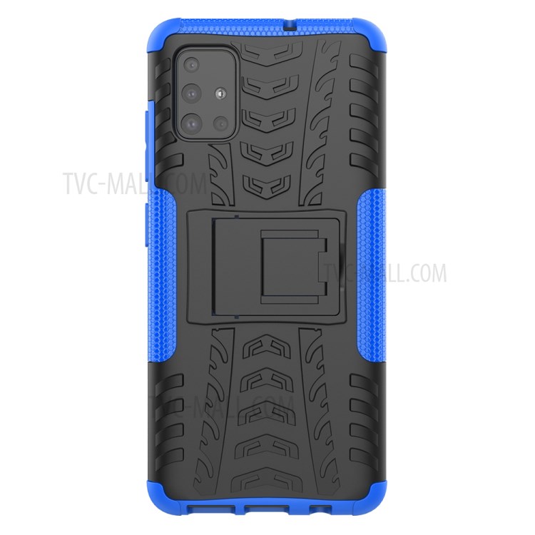 Case Samsung Galaxy A51 / Pre-order * เคสระบายความร้อน Cool Tire Pattern PC + TPU Case พร้อมขาตั้ง *