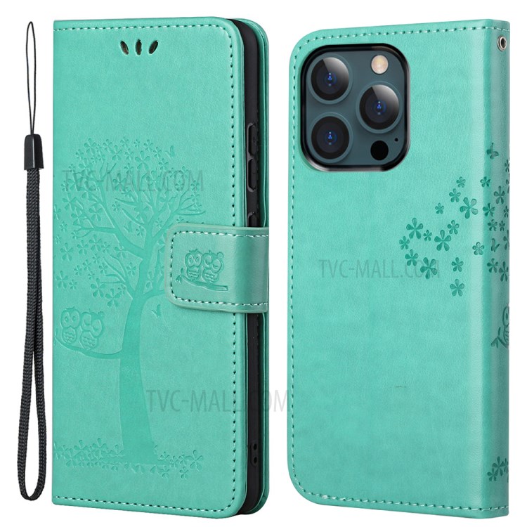 Case iPhone 13 Pro Max # Pre-Order * เคสพิมพ์ลายนกฮูกและต้นไม้ ช่องใส่บัตร Wallet และกระเป๋าซ่อน *