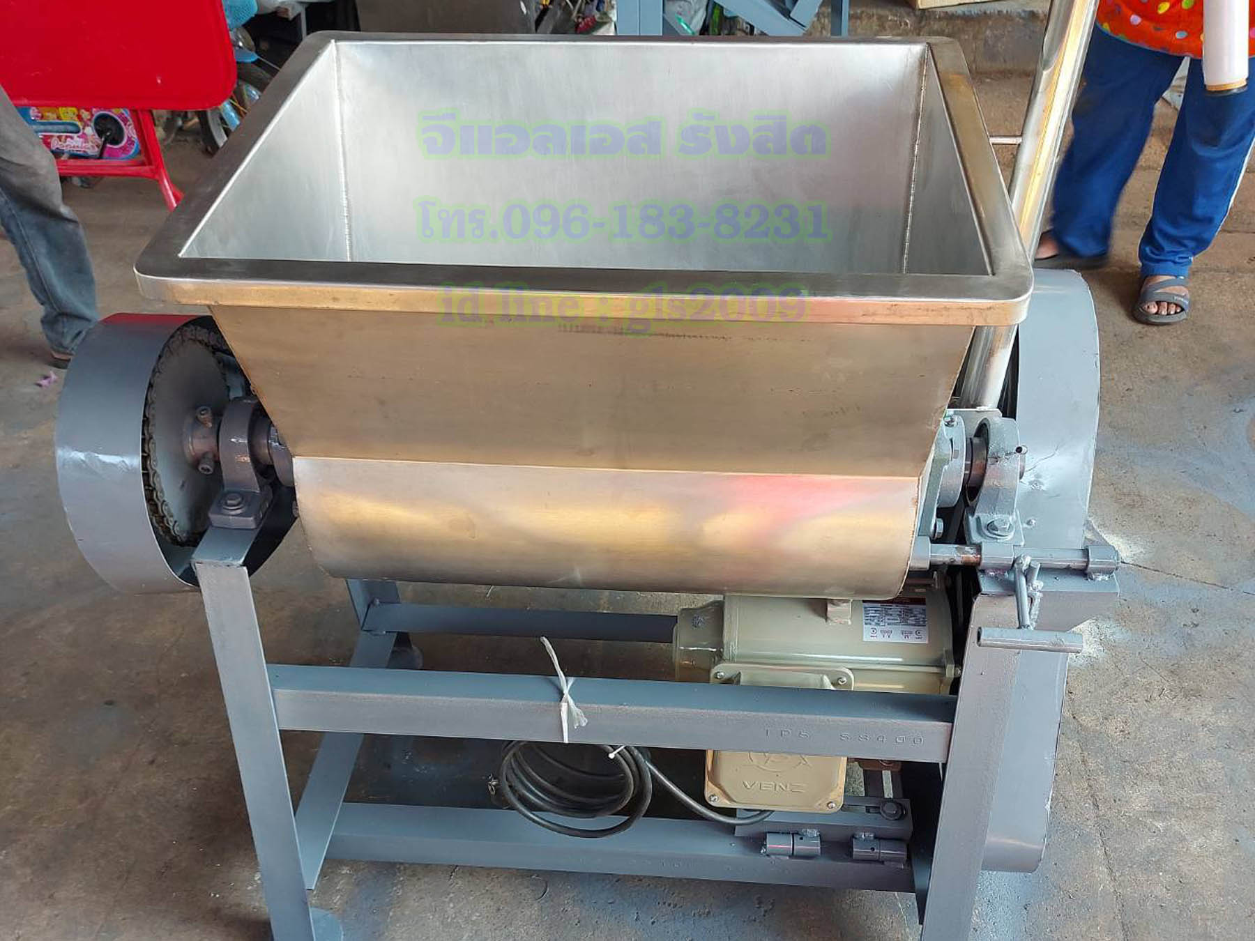 เครื่องนวดแป้งขนมจีนถังสแตนเลสอ๊าคก้อนแขนสแตนเลส